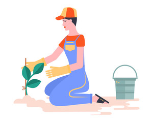 Gardener Girl.Illustration.
