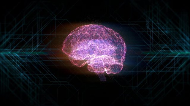 Artificial Intelligence AI / KI / Brain Hologram Animation 2