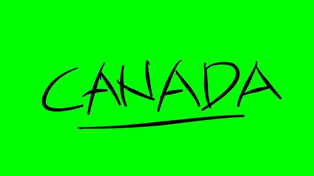 Canada drawing text on green background