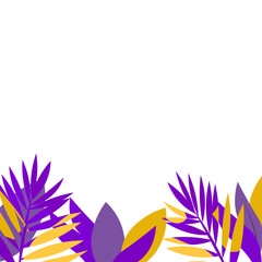 Bright frame of colorful tropical leaves. Concept of the jungle for the design of invitations, greeting cards and wallpapers.