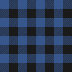 Lumberjack plaid seamless dark blue pattern. Vector illustration.