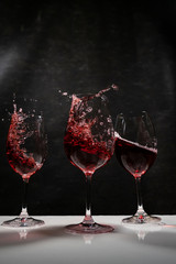 wine splash wtih black background