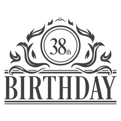 38th Birthday celebration vintage vector
