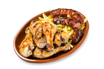 Pollo y chorizo criollo a la parrilla