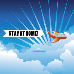 Airplane with stay at home banner