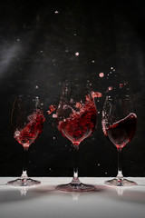 wine splash wtih black background