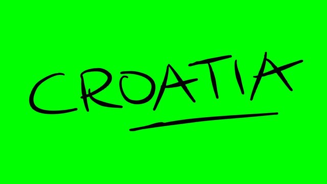 Croatia drawing text on green background