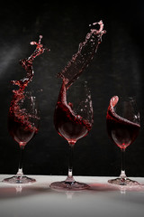 wine splash wtih black background
