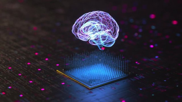 Artificial Intelligence AI / KI / Brain Hologram Animation