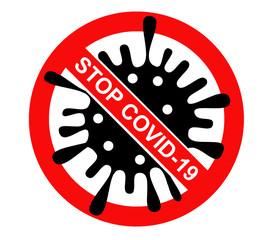Stop the coronavirus Covid-19. Warning against the spread of the pandemic. Isolated sign on a white background, illustration