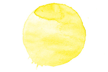 yellow watercolor circle isolated on white