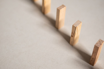 Wooden blocks placed in a row