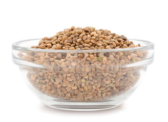  Hemp seeds in glass bowl.