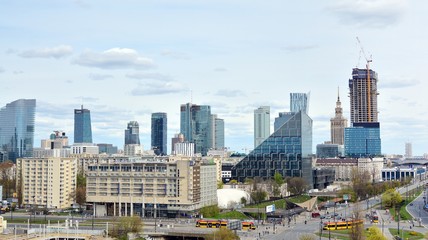 Fototapeta na wymiar Aerial view of modern skyscrapers and buildings of the city.