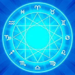 Zodiac signs set on shiny magic circle