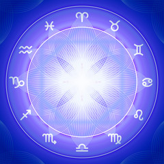 Zodiac signs set on shiny magic circle