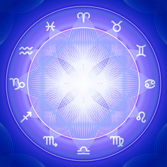 Zodiac signs set on shiny magic circle