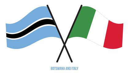 Botswana and Italy Flags Crossed And Waving Flat Style. Official Proportion. Correct Colors