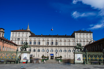 Fototapeta na wymiar The entrance to the Royal Palace of Turin in Italy