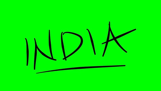 India drawing text on green background