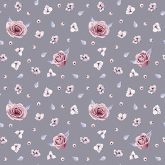 Naklejka premium watercolor flowers seamless pattern.