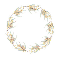 watercolor flower circle frame.