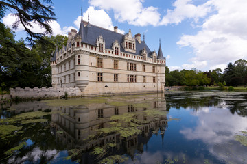 Fototapeta na wymiar External view of Azay-le-Rideau castle in the Loire Valley, France (Europe)