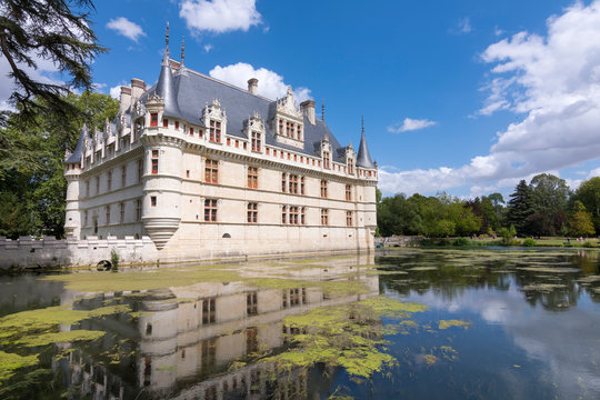 External view of Azay-le-Rideau castle in the Loire Valley, France (Europe)