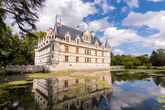 External view of Azay-le-Rideau castle in the Loire Valley, France (Europe)
