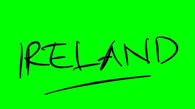 Ireland drawing text on green background