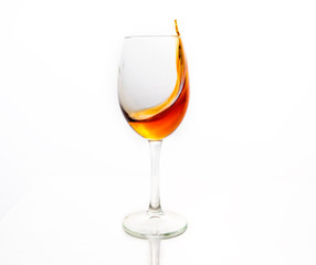 Cognac in a glass shot at home