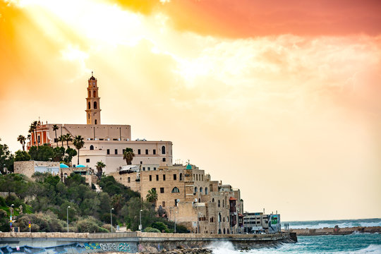 Old town of Yafo, Tel Aviv, Israel, on sunset