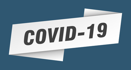covid-19 banner template. covid-19 ribbon label sign