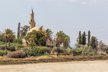 Larnaka Hala Sultan Tekke and dried out salt lake in Cyprus