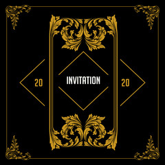 Invitation Border Gold Vector