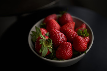 Organic strawberries in a bowl