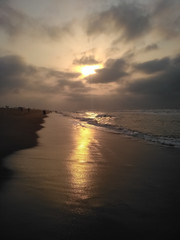 Sunset view near sea beach.