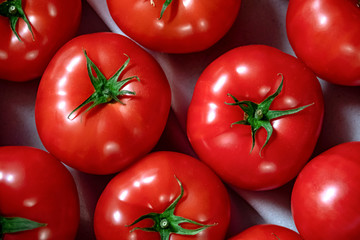 red ripe tomatoes on the market