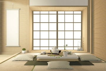 Tropical interior design with sofa for living room japanese style. 3D rendering