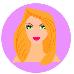 Face's  girl withgreen eyes. Vector. Icon for instagram story.