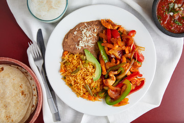 Delicious and traditional Mexican style chicken fajitas