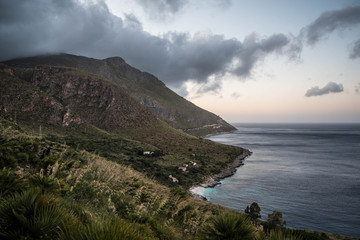 panoramic photography with sea background of the Zingaro reserve in Sicily Italy