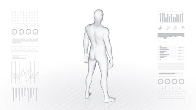 Man with pathology. 3d body of boy. Male human figure.