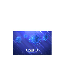 COVID-19. Corona virus influenza illustration on blue background with light and stripe shapes. Vector illustration in eps10.