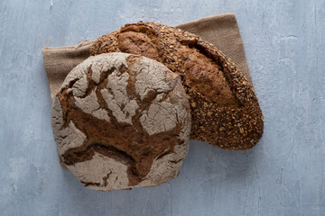 Homemade Freshly Baked Country Bread made from wheat and whole grain flour