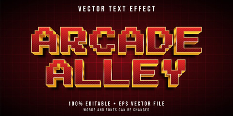 Editable text effect - golden arcade pixel style