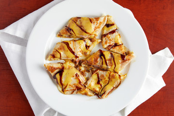 Delicious dessert crepes