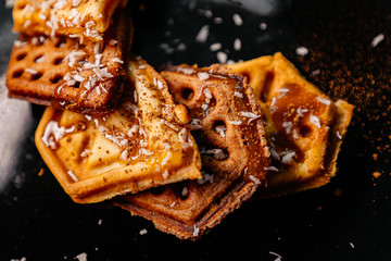 Viennese waffles with nuts and raisins