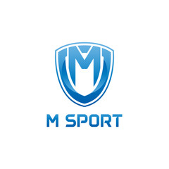 vector illustration letter m with shield sport logo modern design