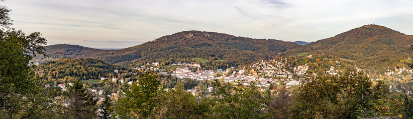Fototapeta na wymiar Panorama of Black forest and Baden Baden village